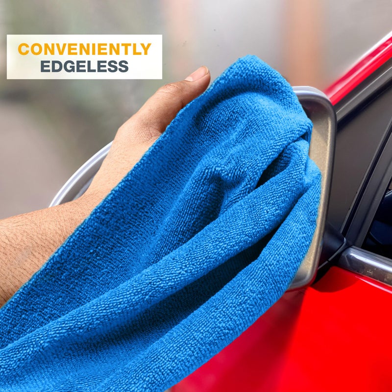 Eurow Ultrasonic Cut 300 GSM Microfiber Cleaning Towels, Streak-Free, Lint-Free, Ultra Absorbent, Scratch-Safe, for Auto Detailing, Home, Kitchen & Multipurpose Use, 16x16, 12-Pack, Blue - Image 3